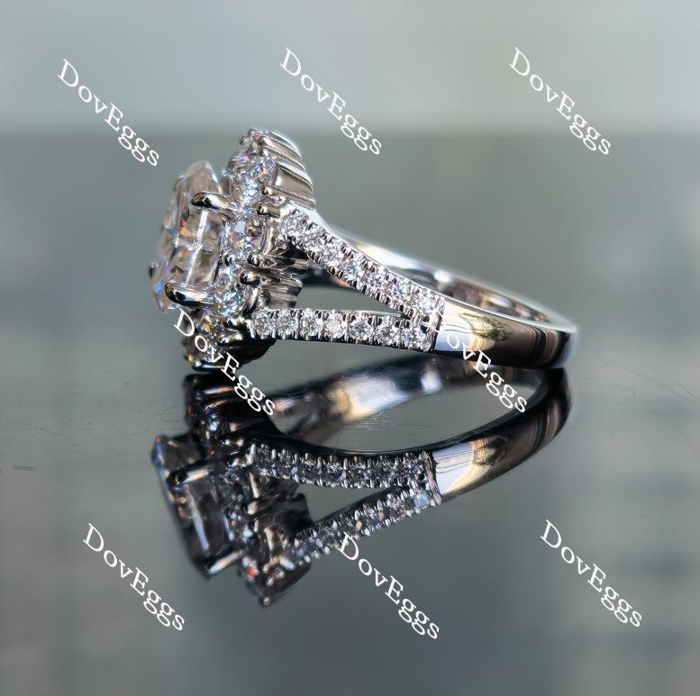 Doveggs oval split shank halo moissanite engagement ring