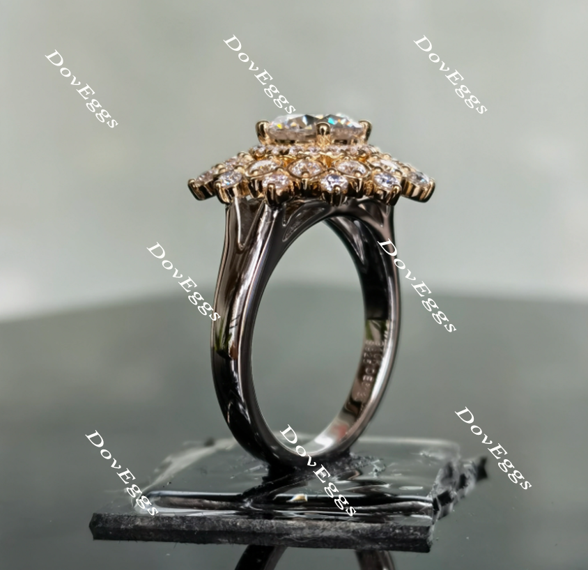Doveggs round flower shape halo moissanite engagement ring