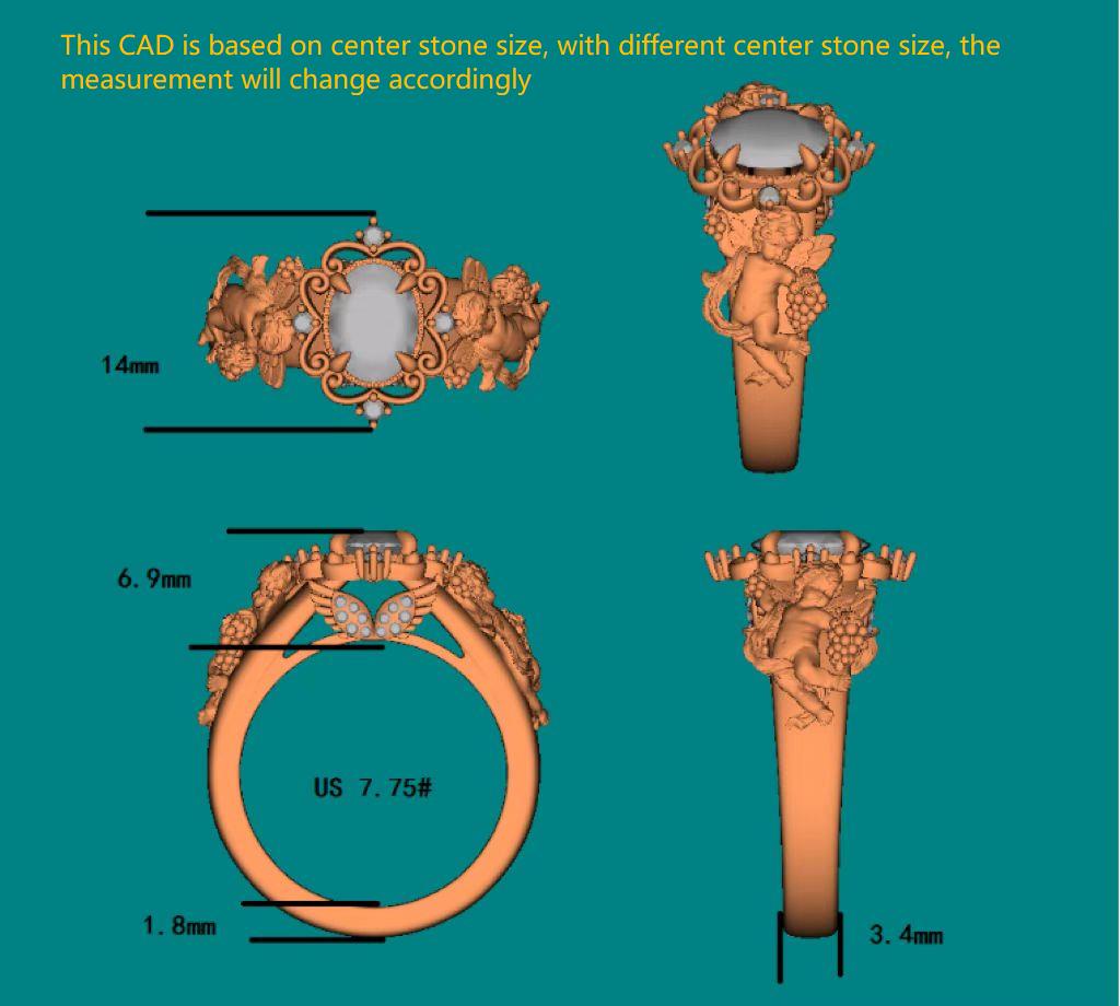 The Misty angel art deco oval emgagement ring