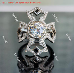 A Cross for CCG round moissanite engagement ring