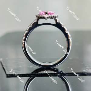 Doveggs pear halo half eternity pave pink sapphire colored gem ring