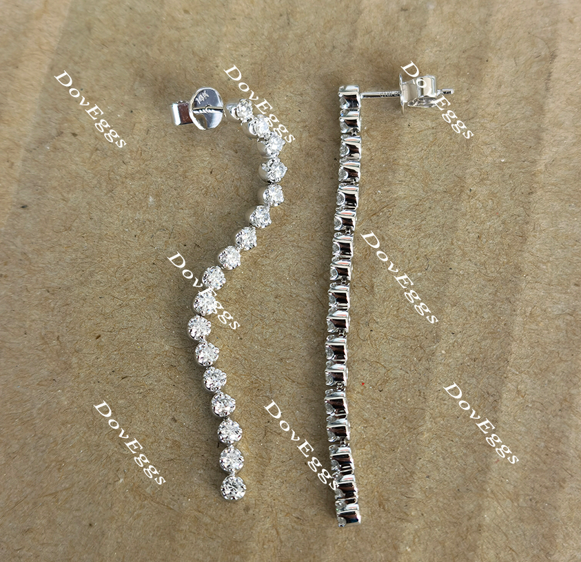 Doveggs round moissanite/lab grown diamond dangle earrings for women