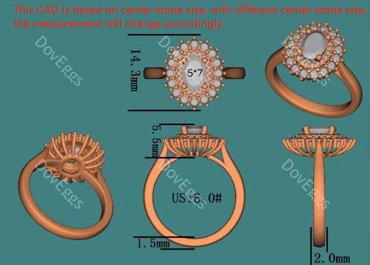 The Persephone flower shape halo oval moissanite engagement ring