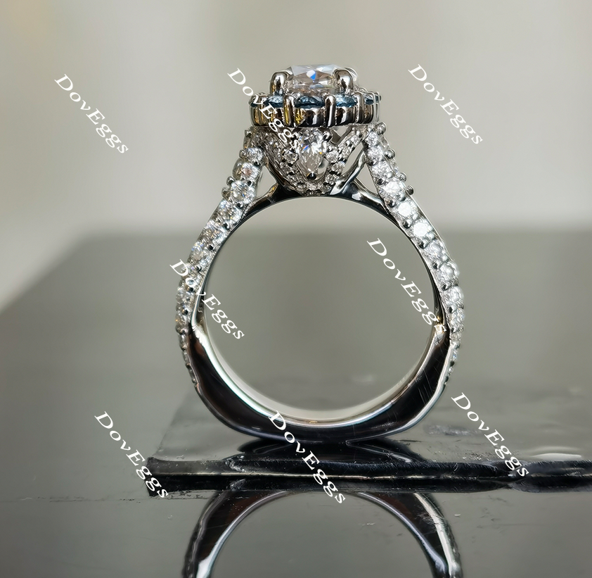 DovEggs halo moissanite engagement ring