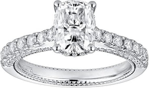 Doveggs sterling silver 1.8ct elongated cushion moissanite ring Band Width 2.8mm