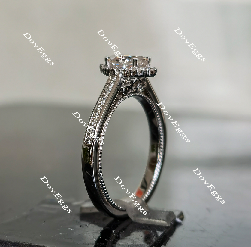 The Crystal halo moissanite engagement ring