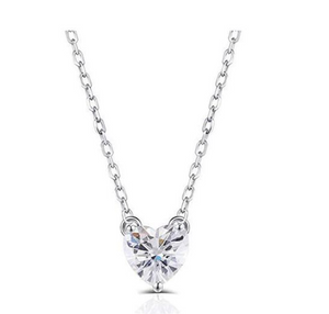 doveggs moissanite pendant 1ct 6.5mm heart shape moissanite pendant platinum plated silver