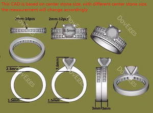 Doveggs channel set moissanite bridal set (2 rings)