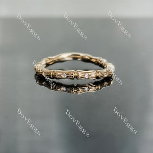 Doveggs round bamboo moissanite/lab grown diamond wedding band-2.0mm band width