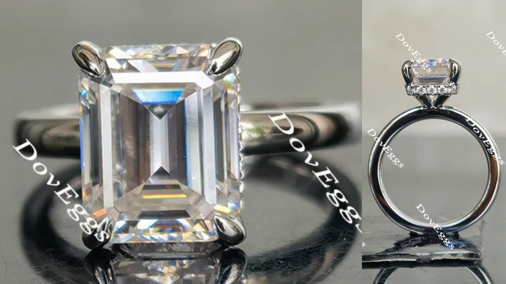 hidden halo moissanite engagement ring