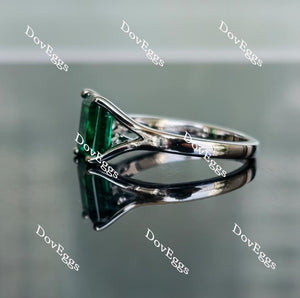 The Carolyn solitaire emerald shape colored gem/colored moissanite engagement ring