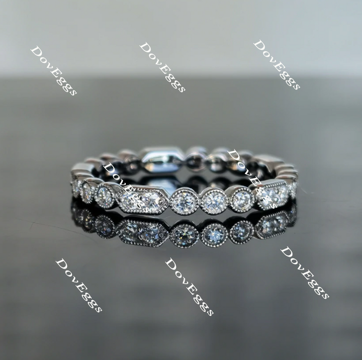 Doveggs round art deco full eternity moissanite/lab grown diamond wedding bands-2.7mm band width - DovEggs-Seattle
