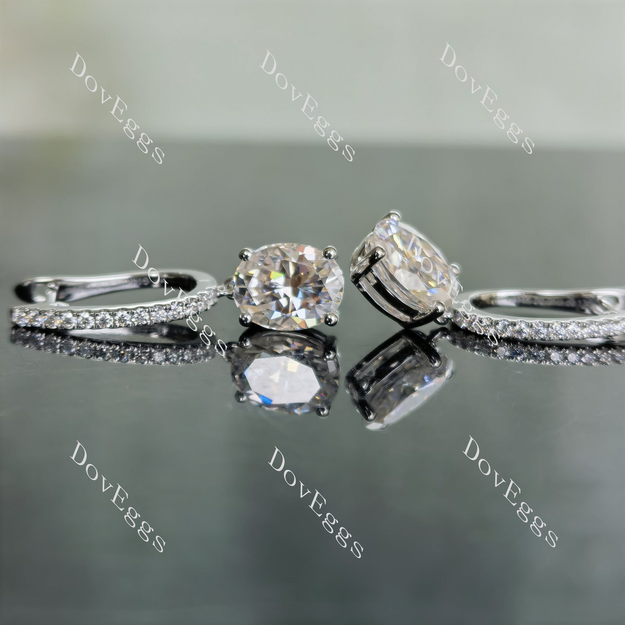Doveggs oval moissanite drop earring for women
