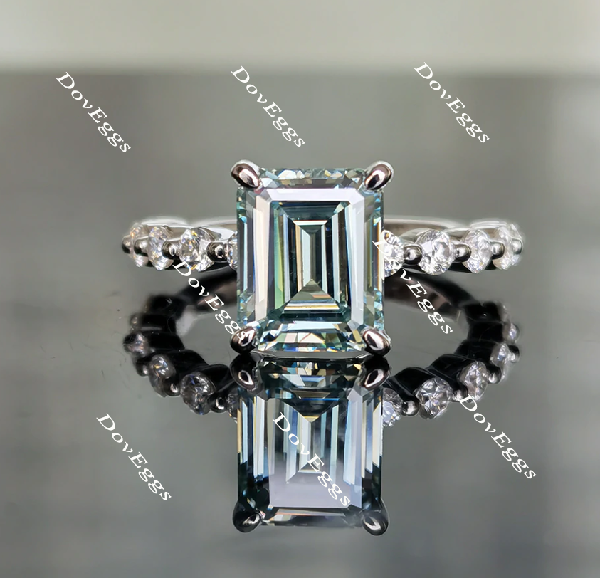 emerald moissanite engagement ring
