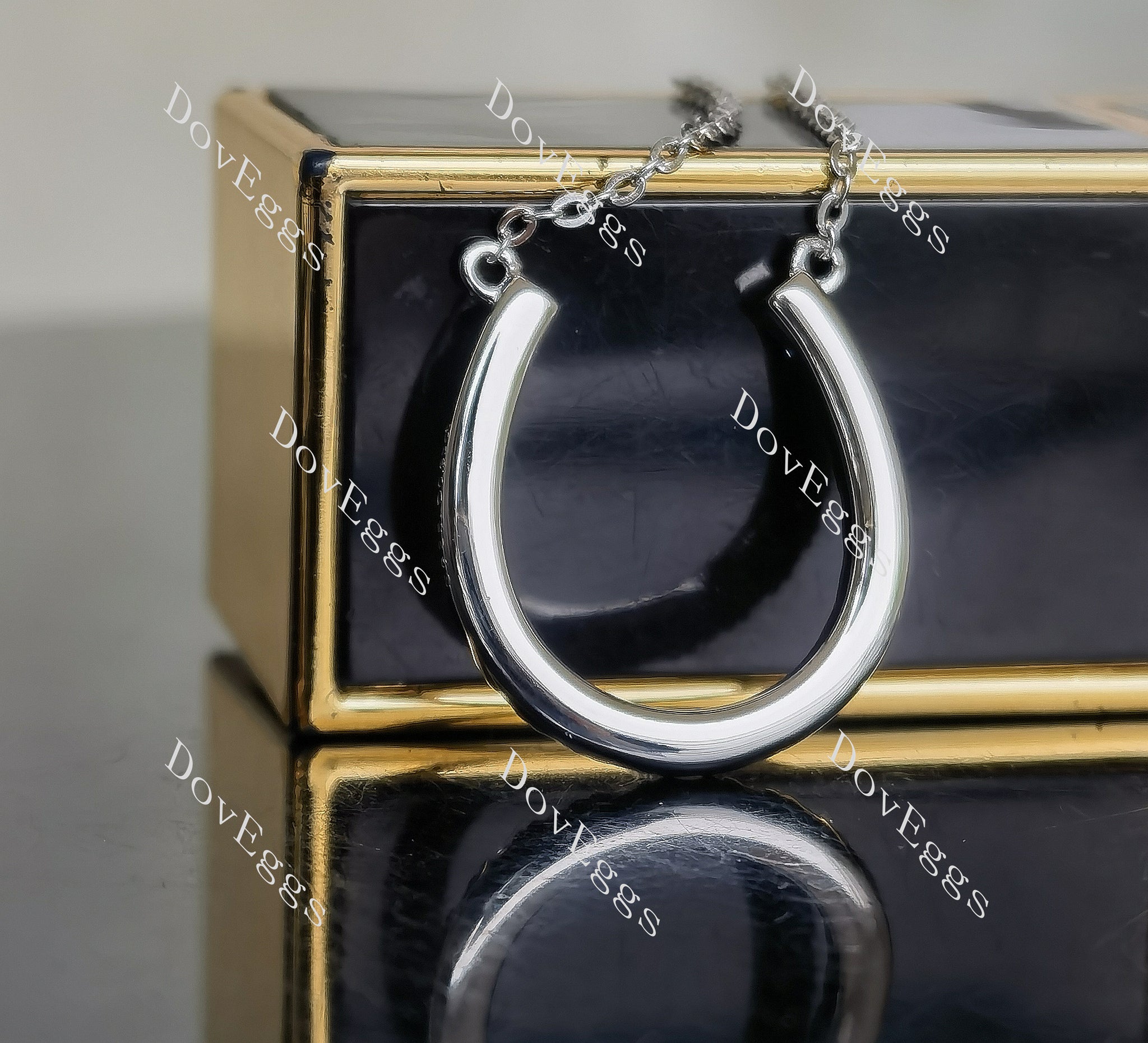 Doveggs round horseshoe pave moissanite/lab grown diamond pendant necklace (with chain)