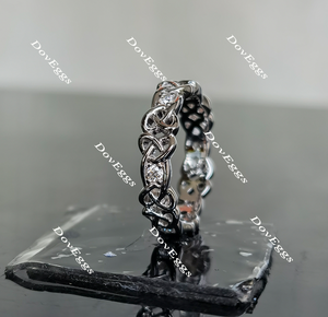 Doveggs round hollow out moissanite/lab grown diamond wedding band-4.7mm band width