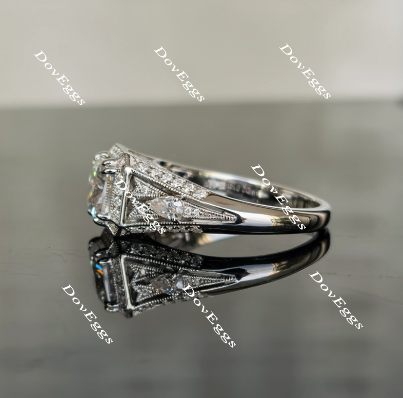 Doveggs radiant split shank halo moissanite engagement ring