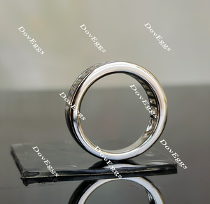 Doveggs half eternity channel set baguette moissanite/lab grown diamond wedding band-6mm band width