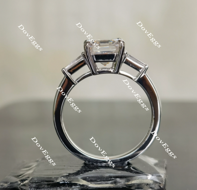 Doveggs asscher three-stone moissanite engagement ring for women