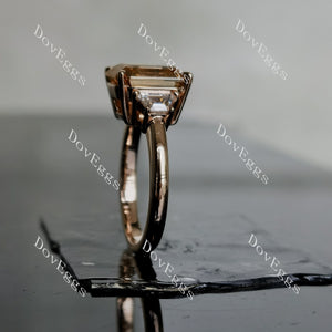 Doveggs Elizabeth Taylor Krupp cut three-stone colored moissanite engagement ring
