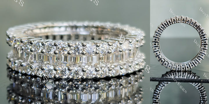Love’s Eternal round baguette full eternity pave moissanite/lab grown diamond wedding band-6mm band width