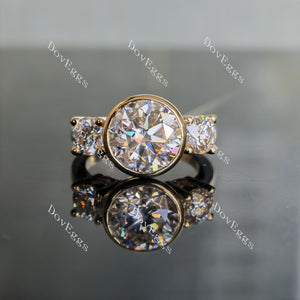 Doveggs round side stones three-stone bezel colored gem engagement ring