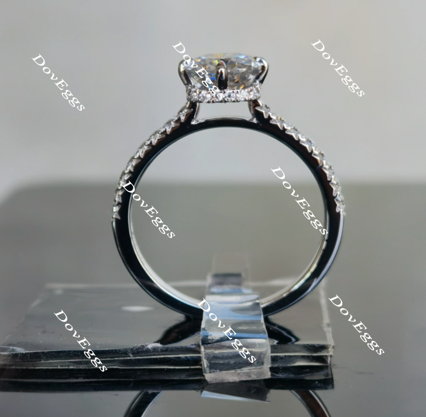 Doveggs cushion half eternity pave moissanite engagement ring