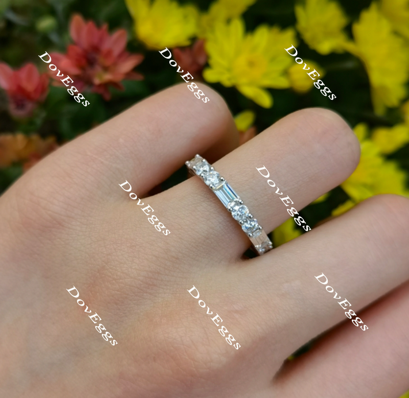 Doveggs full eternity moissanite/Lab grown diamond engagement ring/wedding band-3.0mm band width