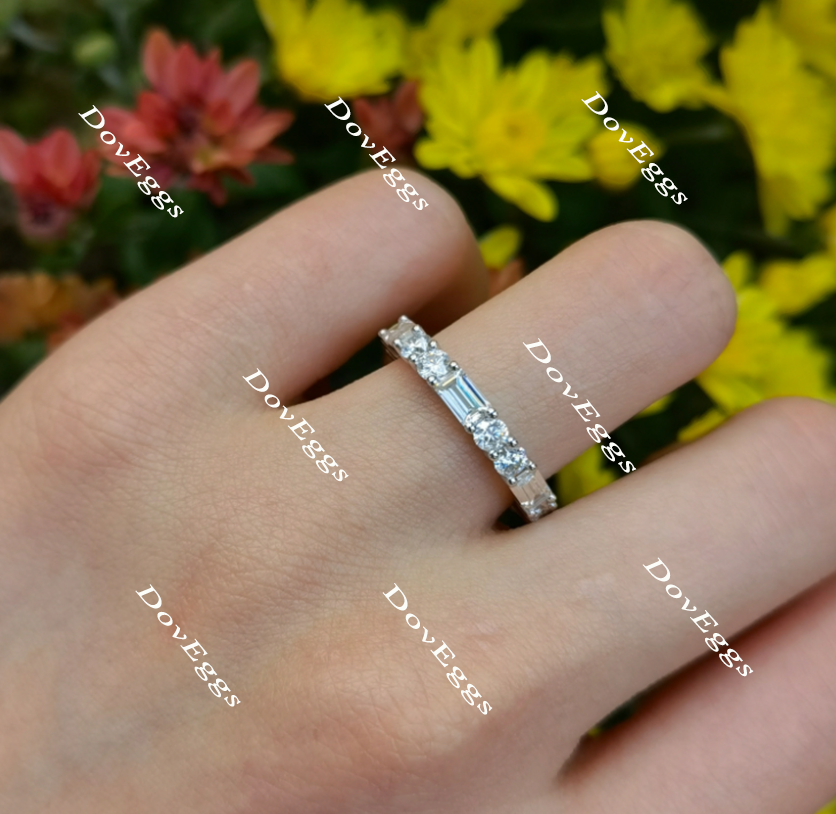 Doveggs full eternity moissanite engagement ring/wedding band-3.0mm band width
