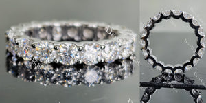 Doveggs round full eternity pave moissanite/lab grown diamond wedding band-4.0mm band width