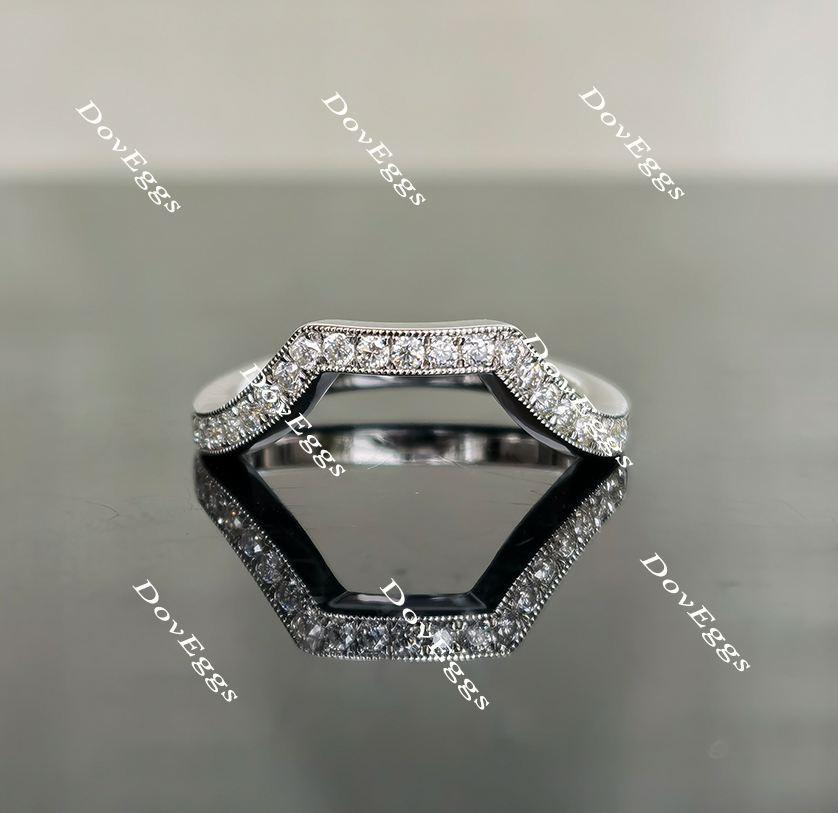 half eternity pave moissanite wedding band