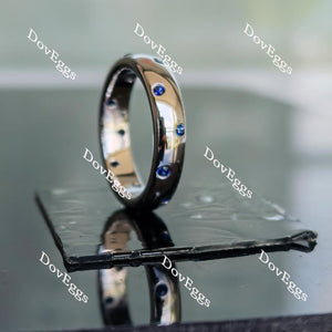 Doveggs round intense royal blue sapphire colored gem band-4.0mm band width