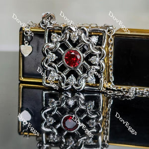 Doveggs heart connection 1ct round ruby pendant necklace (pendant only)