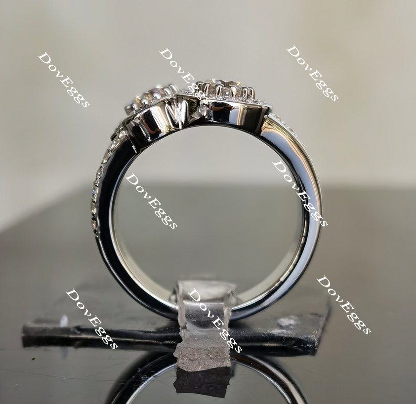 Doveggs round halo moissanite engagement ring
