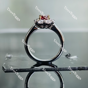 Doveggs oval shape halo vivid pigeon blood ruby colored gem ring