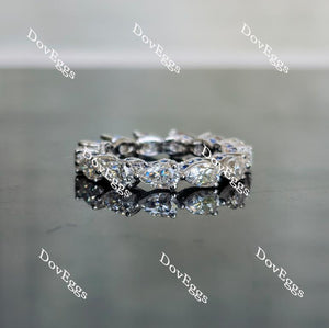 Doveggs full eternity pear moissanite & round colored gem/Lab grown diamond wedding band-3.3mm band width