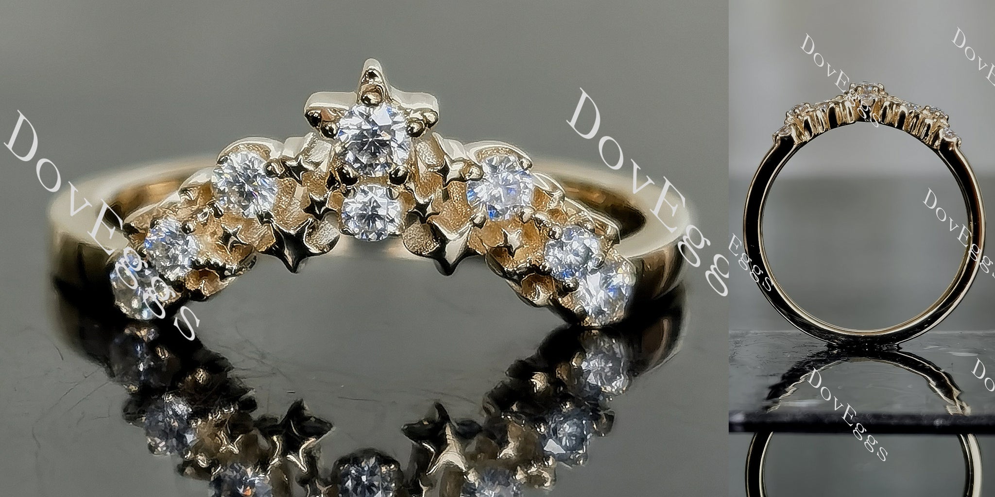 Doveggs round art deco moissanite wedding band-2.0mm band width