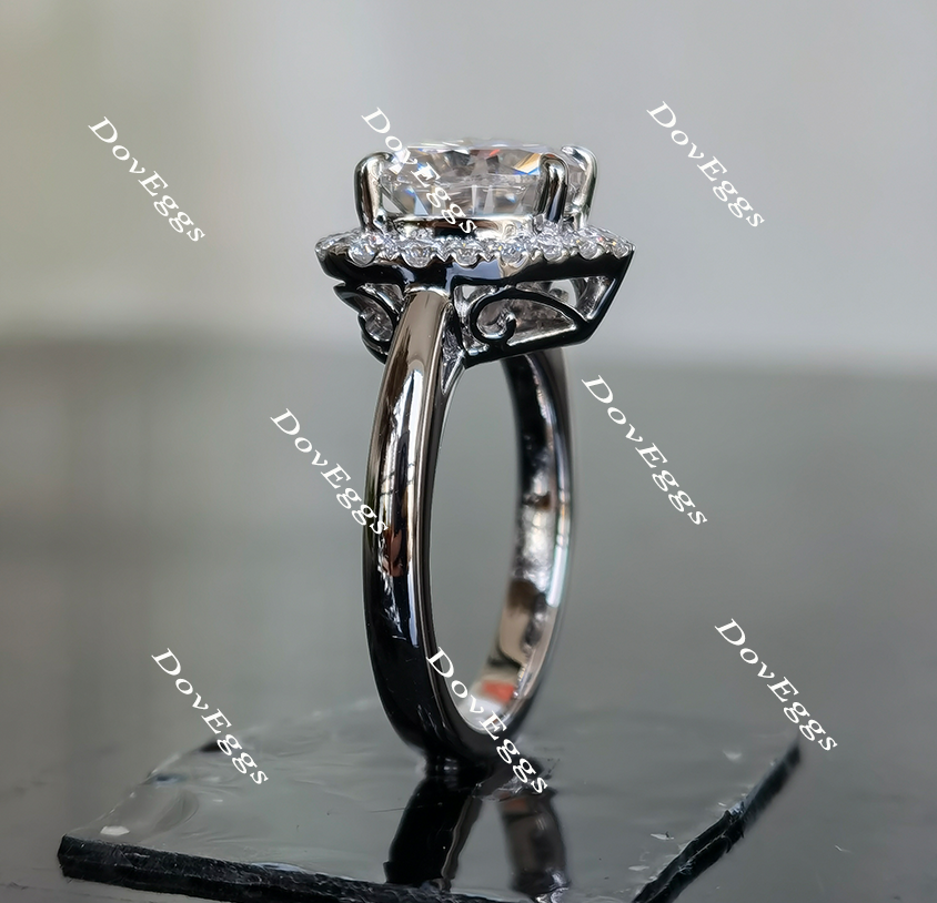 Doveggs heart halo moissanite engagement ring