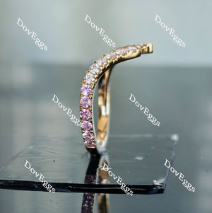 Doveggs round curved moissanite/lab grown diamond & colored gem wedding band-2.1mm band width