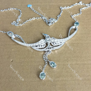 Doveggs bird bezel moissanite pendant necklace (with 17''+1.5'' length chain)