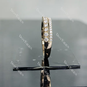 Doveggs round two pave moissanite/lab grown diamond wedding band-2.1mm band width