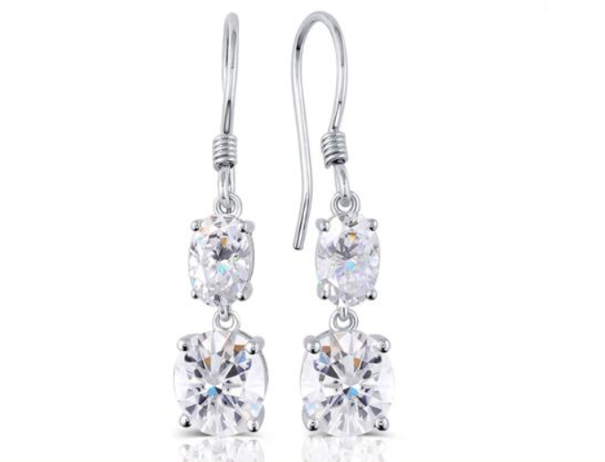 Doveggs 3 carat oval cut dangle moissanite earrings for women