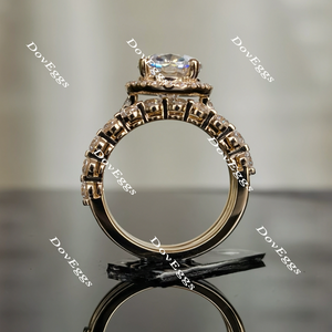 Doveggs oval halo moissanite bridal set (2 rings)