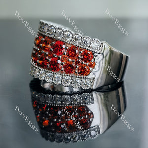 Doveggs round channel set moissanite/lab grown diamond & colored gem wedding band-6.5mm band width