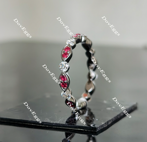Doveggs round full eternity birthstone and moissanite ring/wedding band
