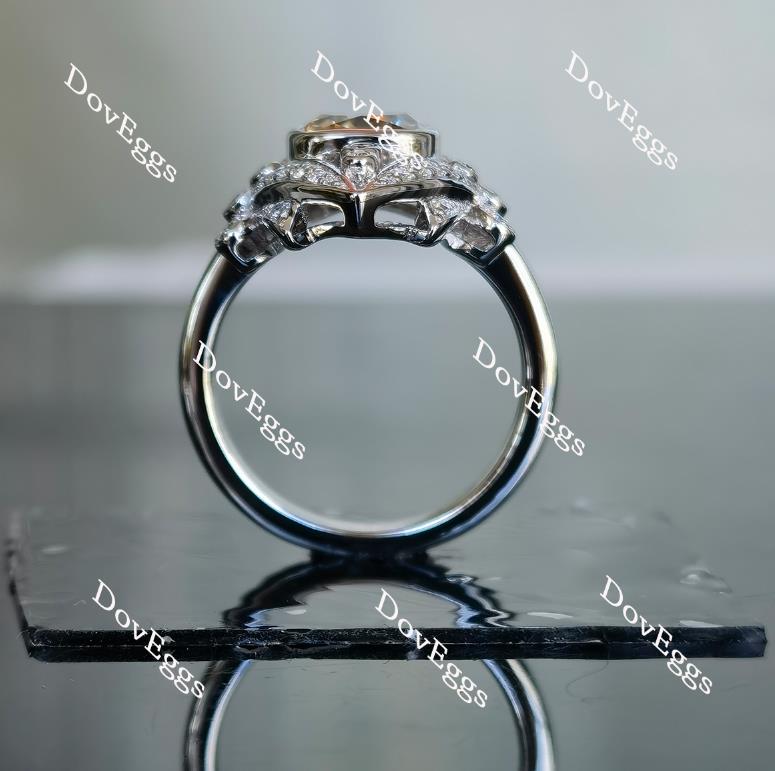 Doveggs champagne cushion dragonfly moissanite engagement ring(wings without milgrain)