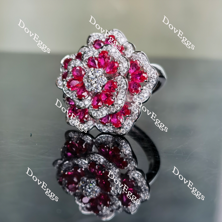 Doveggs floral moissanite and birthstone engagement ring