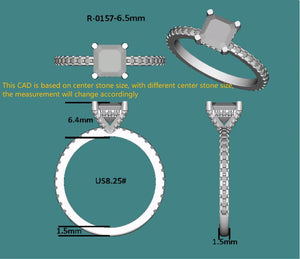 Doveggs princess pave moissanite ring/lab diamond engagement ring