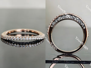 Doveggs round vintage half eternity pave moissanite/lab grown diamond wedding band-1.4mm band width