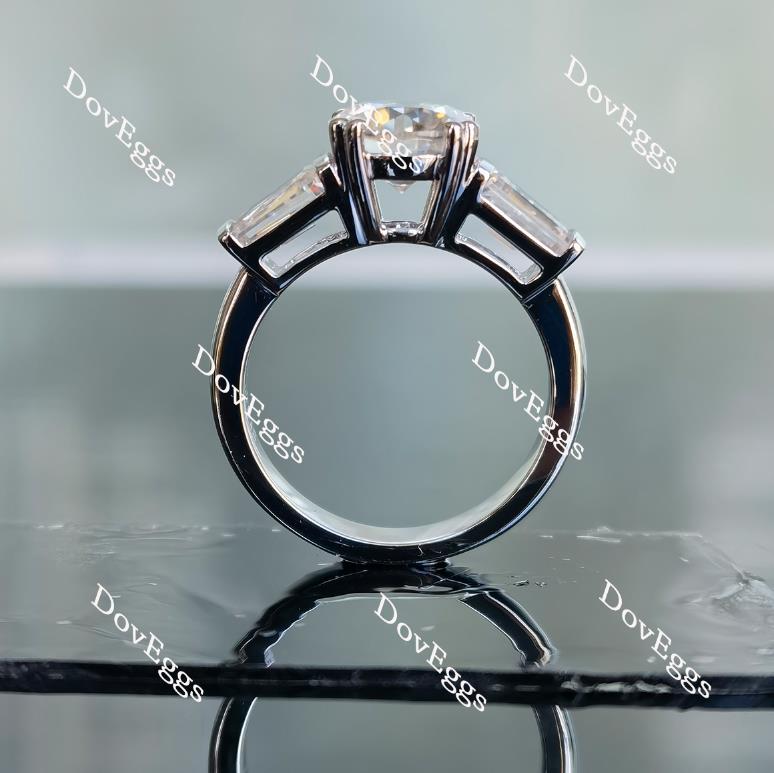 doveggs round three-stone moissanite engagement ring